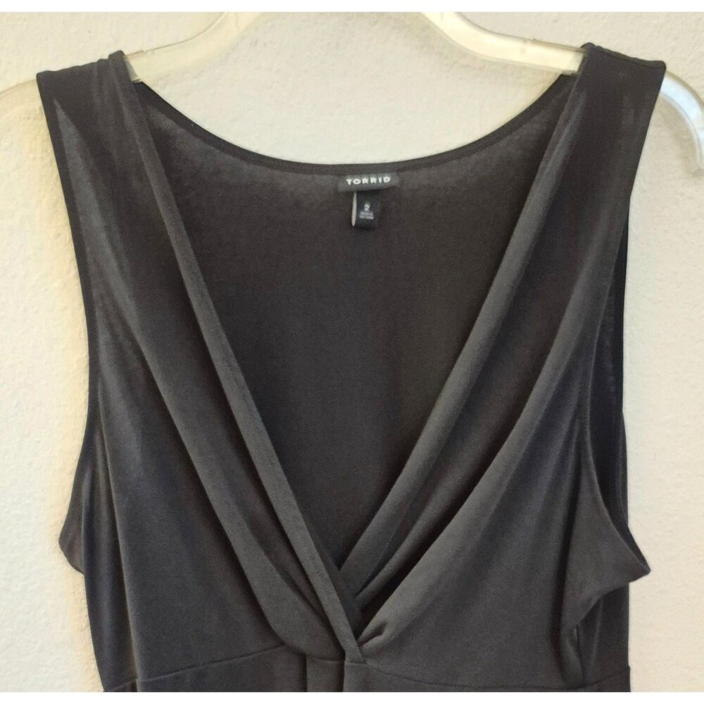 Torrid Black Surpice Neckline V Neck Sleeveless Modal Tunic Top Size 2X GUC - Picture 3 of 7